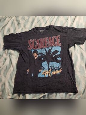 Scarface Movie Tony Montana Miami Palms Al Pacino T Shirt  Men's Size Large